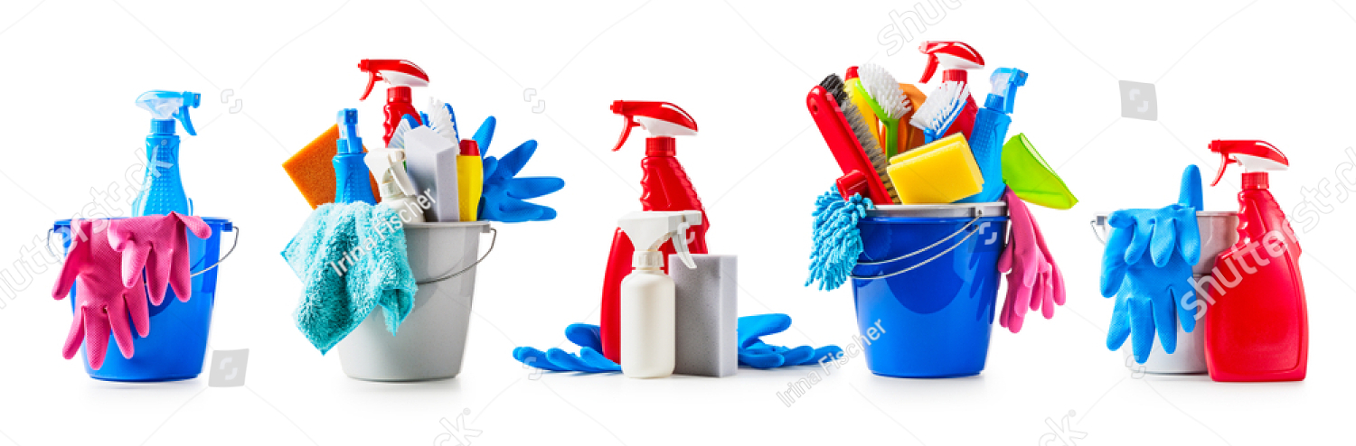 stock photo bucket with cleaning supplies collection isolated on white background housework concept design 1145176700