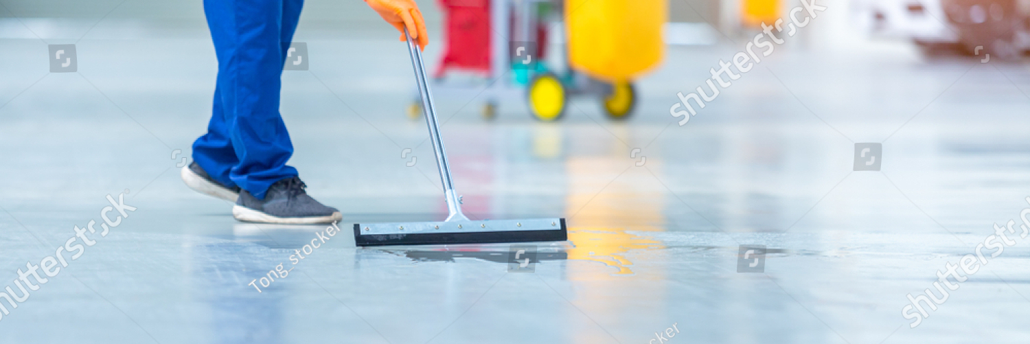 stock photo car mechanic repair service center cleaning using mops to roll water from the epoxy floor in the 1467571286