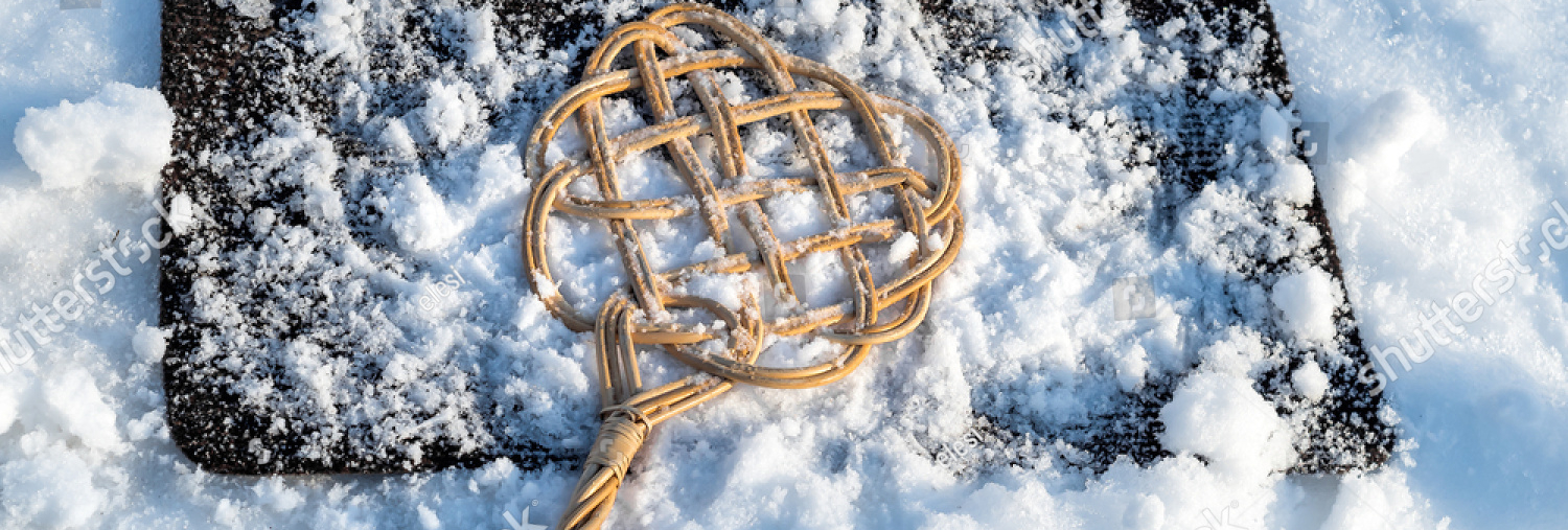 stock photo carpet beater over carpet with snow for winter cleaning 790148773